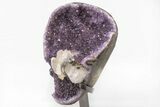 Amethyst Geode with Calcite Crystals on Metal Stand - Uruguay #199669-3